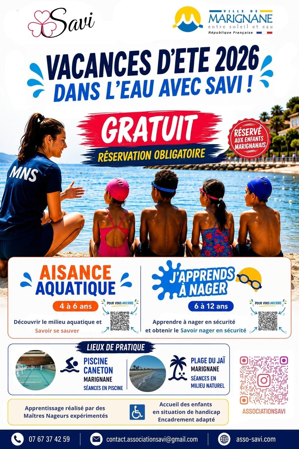 Flyer été 2026 – J'Apprends à Nager avec SAVI
